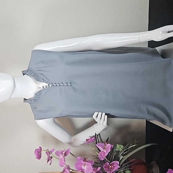 Ann Taylor Tops - Ann Taylor Sleeveless Top Loop Button Placket Slate Blue XL